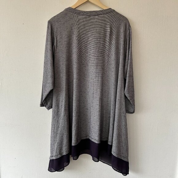 Logo Lori Goldstein Tunic Blouse Womens Plus Size 3XL Blue Striped Pockets - Picture 6 of 6
